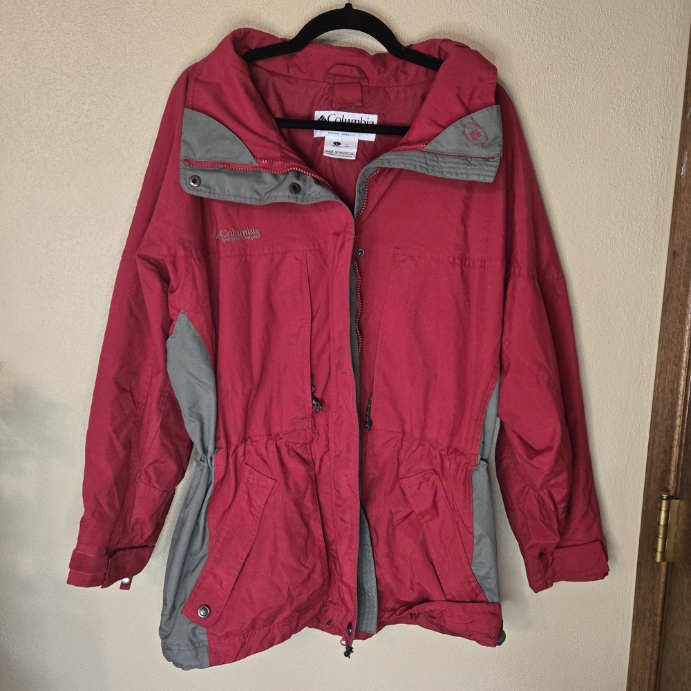Columbia Sportswear Red and Grey Zip‎ Up and Button Up Jacket Womens Large
